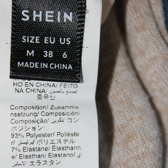 SHEIN ICON Women's Beige Mesh Panel Bust Detail Long Sleeve Top Size M - Picture 8 of 8